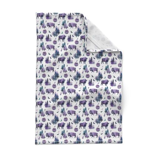 purple fall american bison on linen