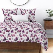 pink fall american bison on linen