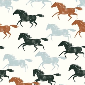 wild horses - multi (ginger, evergreen, light blue)  - LAD19