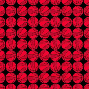 Red on Black Basketballs Stacked