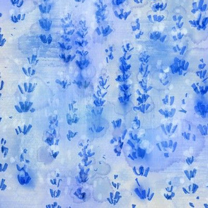 Watercolor Lavender field (blue) 12"