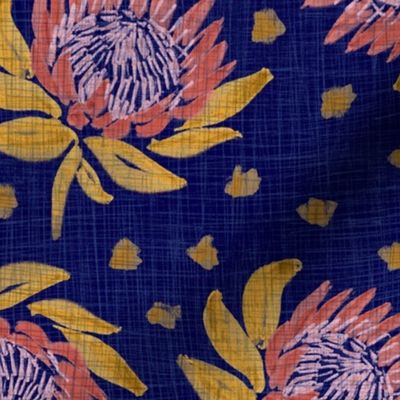 African King Protea (blue linen) 18"