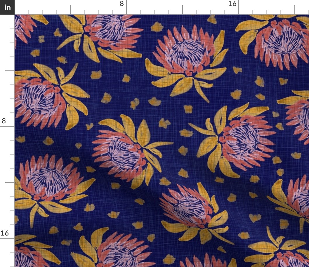 African King Protea (blue linen) 18"