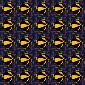 Basketball Swirl in Black Wine Yellow Navy 