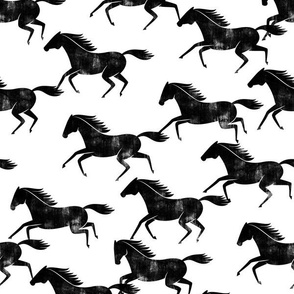 wild horses - black on white - LAD19
