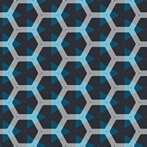 Layered Hexagon Geometric Repeating Royal Navy Blue SIlver Black