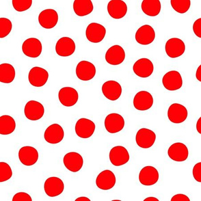 Red Doodle Polka Dots On White