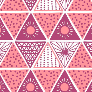 Boho Style Triangle Tribal Pink And Coral