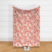 Mid-century Screen Print Hexagon Shapes Coral Pink