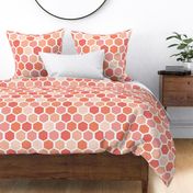 Mid-century Screen Print Hexagon Shapes Coral Pink