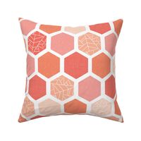 Mid-century Screen Print Hexagon Shapes Coral Pink