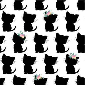Cute Cat Silhouettes Black On White