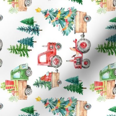 Rotated // Christmas Tractor Parade // White