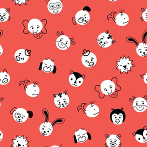 Animal Face Polka Dots Red