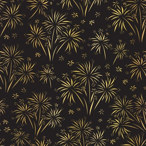 Golden Fireworks In The Dark