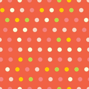 Polka Dots Pink Green Red Yellow White
