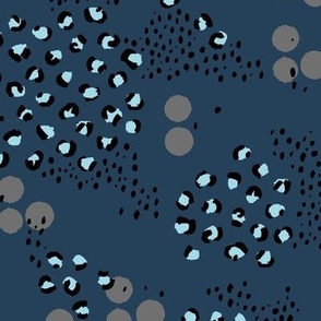 Winter wonderland panther print leopard spots and dots minimal abstract Scandinavian style pattern navy blue gray night