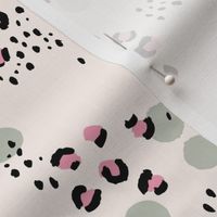 Spring summer panther print leopard spots and dots minimal abstract Scandinavian style pattern pink soft sage