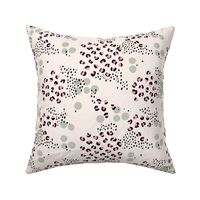 Spring summer panther print leopard spots and dots minimal abstract Scandinavian style pattern pink soft sage