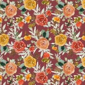 4" Autumn Day Florals Brick Back