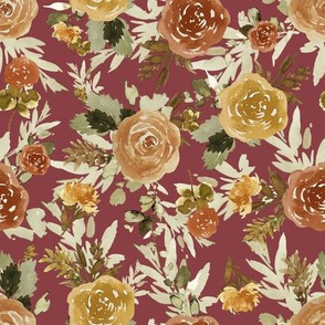 8" Autumn Day Florals Sepia Brick Back