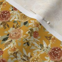 4" Autumn Day Florals Sepia Gold Back