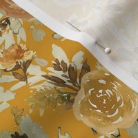 8" Autumn Day Florals Sepia Gold Back