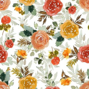 8" Autumn Day Florals White