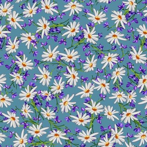 Ditsy Daisies + Violets | Blue