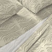 19-13a Neutral Cream Ivory Gray Abstract Monstera Leaf Home Decor Large 