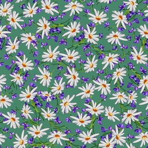 Ditsy Daisies + Violets | Green