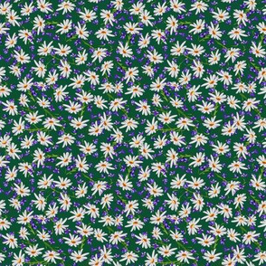 Micro Ditsy Daisies + Violets | Green