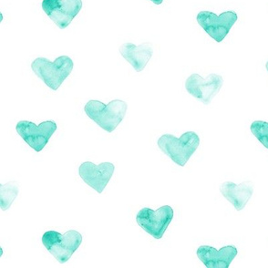 Aqua watercolor hearts