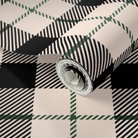 6" Ivory Black and Green Plaid