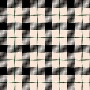 6" Ivory Black and Green Plaid