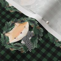 4" Winter Boy Fox in Green and Black Gingham