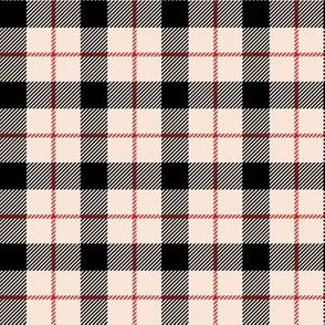 6" Ivory Black and Red Plaid