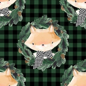 8" Winter Boy Fox in Green and Black Gingham