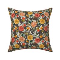 8" Autumn Day Florals Brown Back
