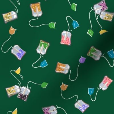 Ditsy Teabags + Sugar | Multi on Solid Dark Green