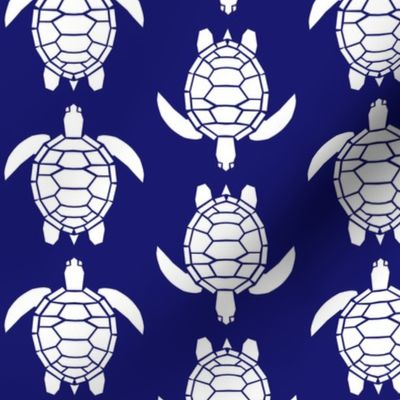 Three Inch White Turtles on Midnight Blue