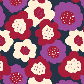 Large Florals Blue Purple Red white