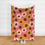 Large Florals Pink Orange Gold Yellow