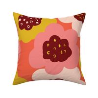 Large Florals Pink Orange Gold Yellow