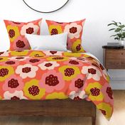 Large Florals Pink Orange Gold Yellow