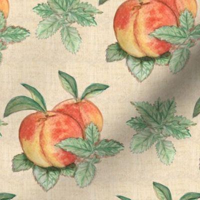 Peach Mint Watercolor on Linen Look