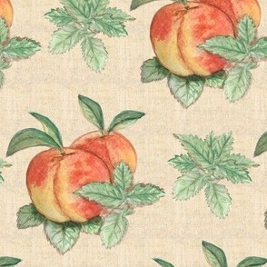 Peach Mint Watercolor on Linen Look