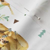 Sloths Hangin On – Children's Bedding Baby Boy Nursery, LARGE Scale, ROTATED