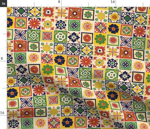 Talavera Traditional Mexican Folk Spoonflower - Mexican Wall Art For Kitchen