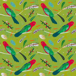 King Parrot fabric green small